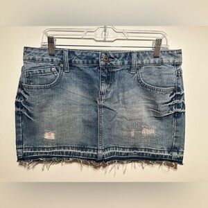 SO Blue Denim Distressed Skirt